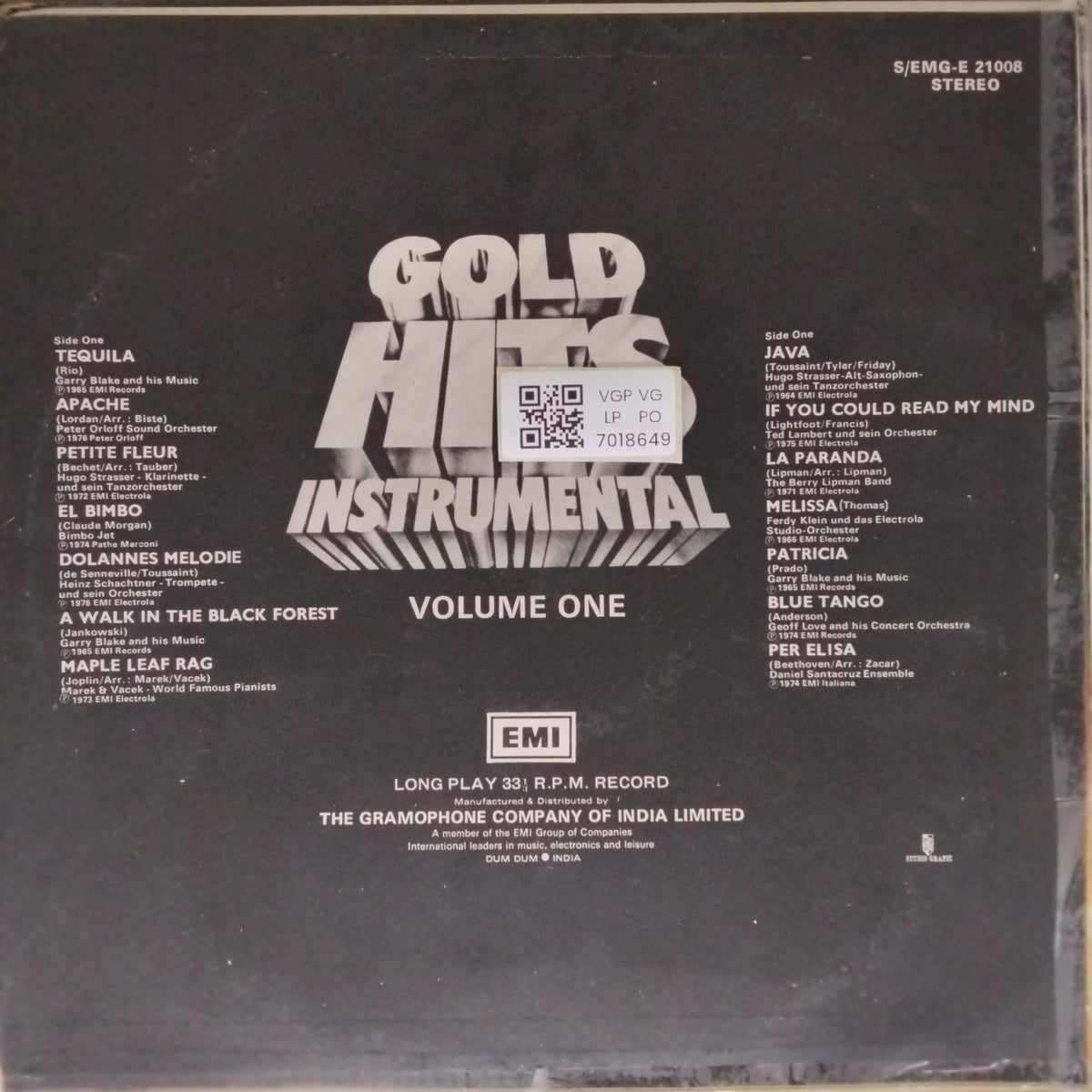 Various - Gold Hits Instrumental Volume One (Vinyl)