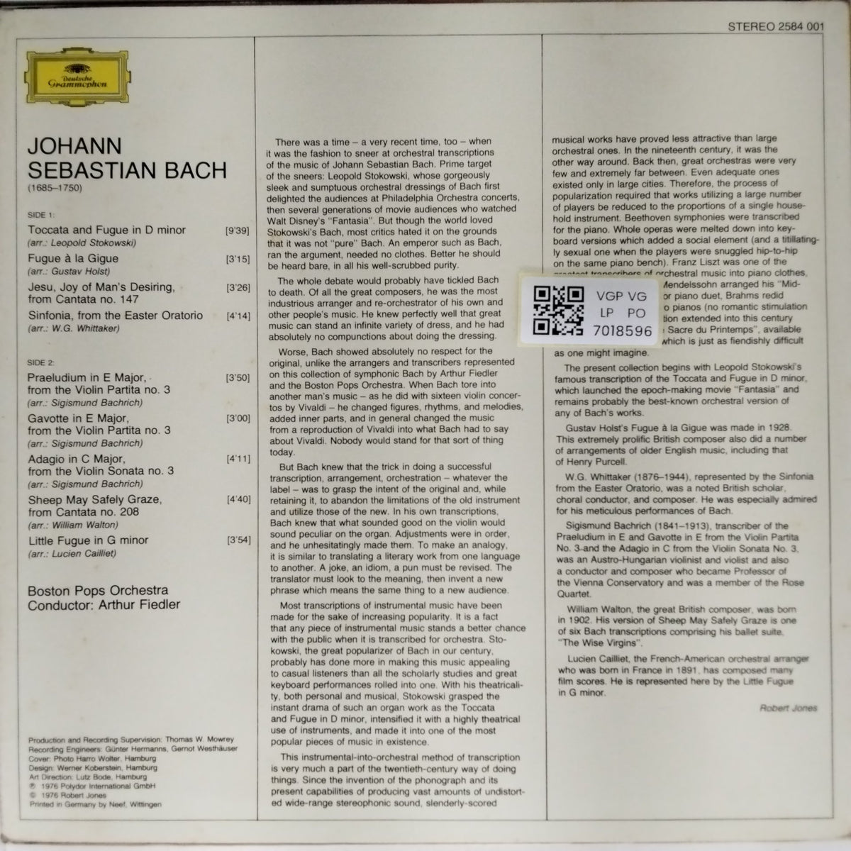 Boston Pops Orchestra, Arthur Fiedler - Symphonic Bach (Vinyl)