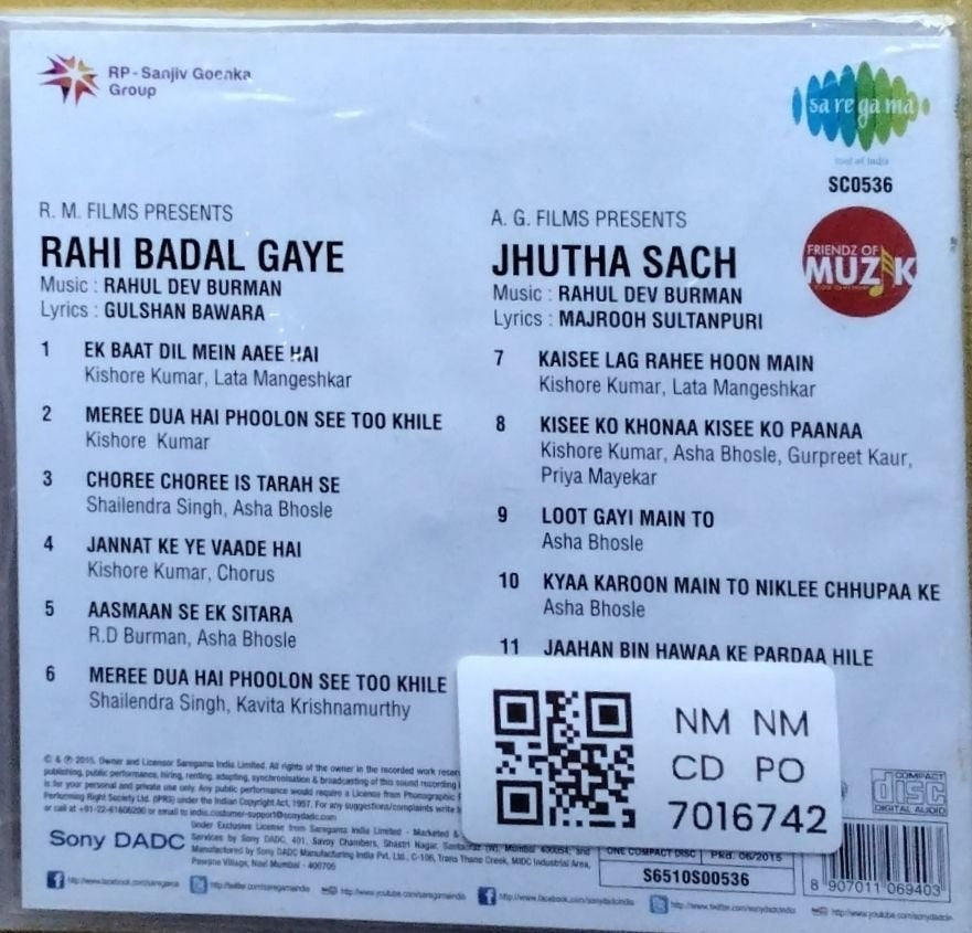 Rahul Dev Burman - Rahi Badal Gaye / Jhutha Sach (CD)