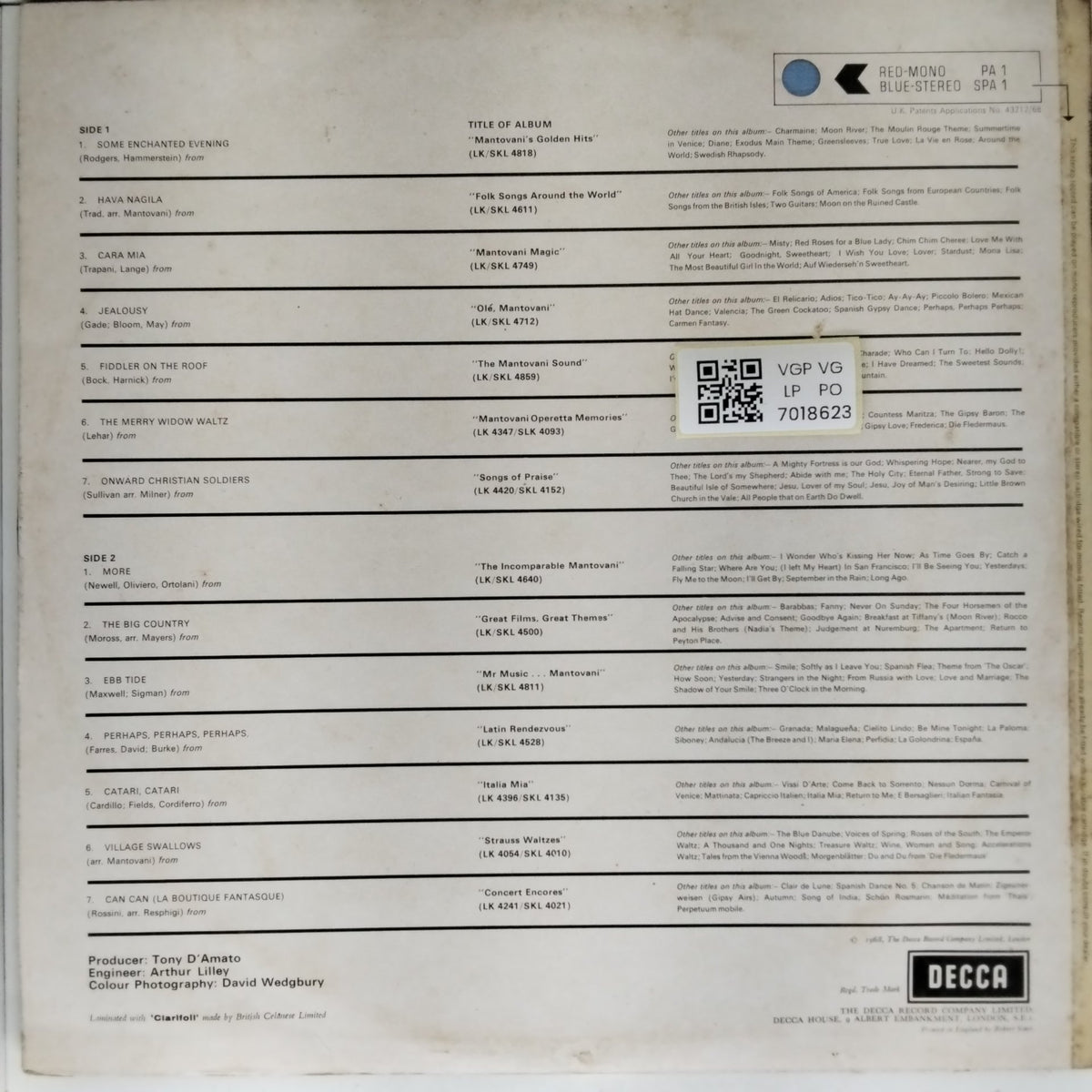 Mantovani - The World Of Mantovani (Vinyl)