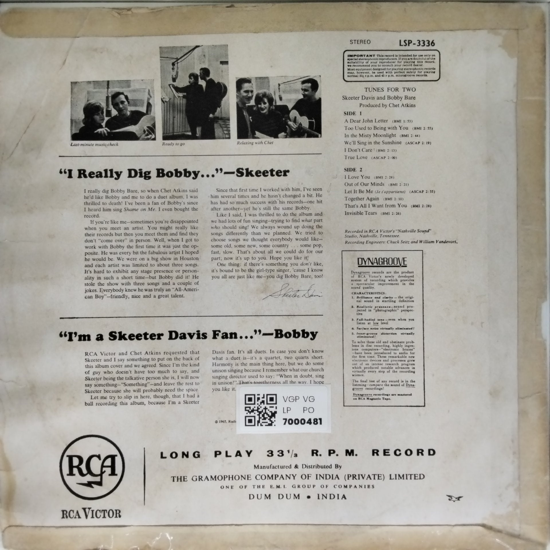 Skeeter Davis, Bobby Bare - Tunes for Two (Vinyl)