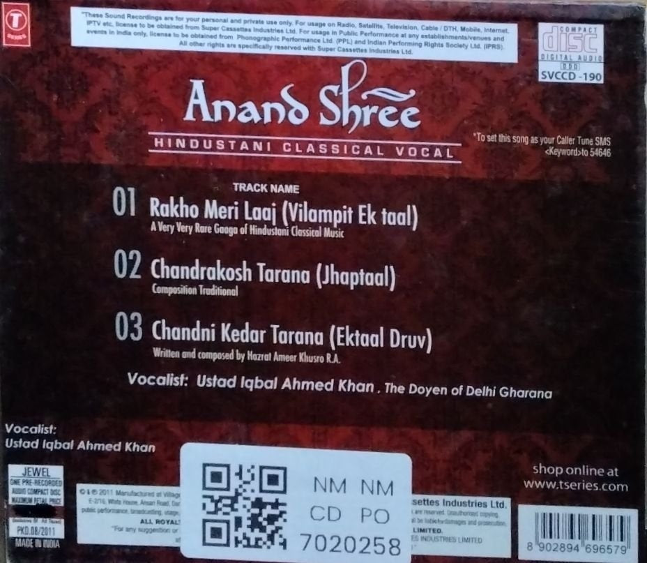 Ustad Iqbal Ahmed Khan - Anand Shree (CD)
