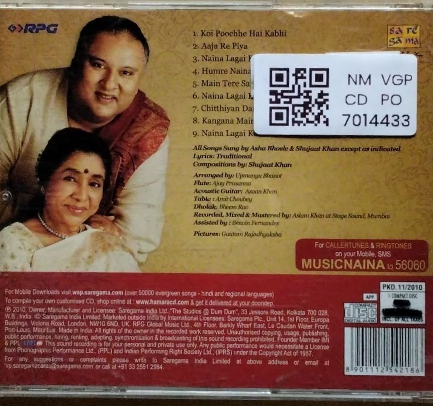 Asha Bhosle, Shujaat Khan - Naina Lagaike (CD)
