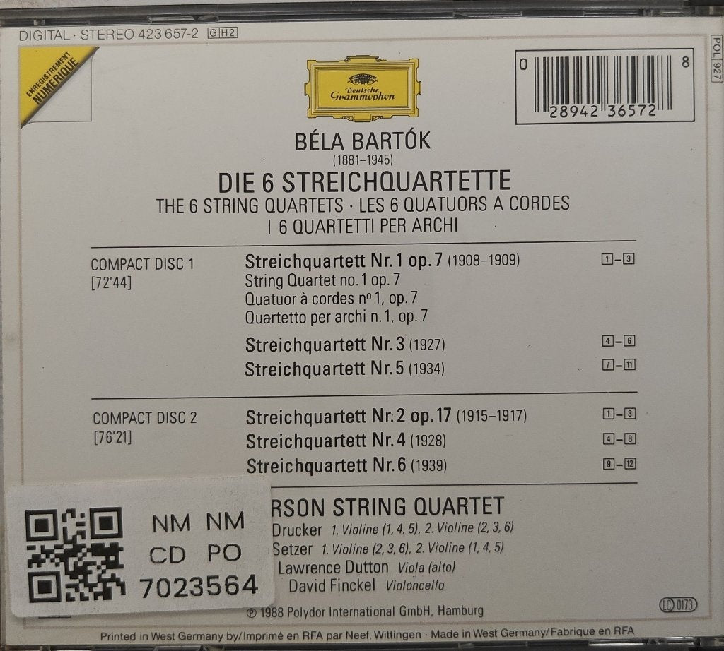 Emerson String Quartet - Bartók 6 String Quartets (CD) (2)