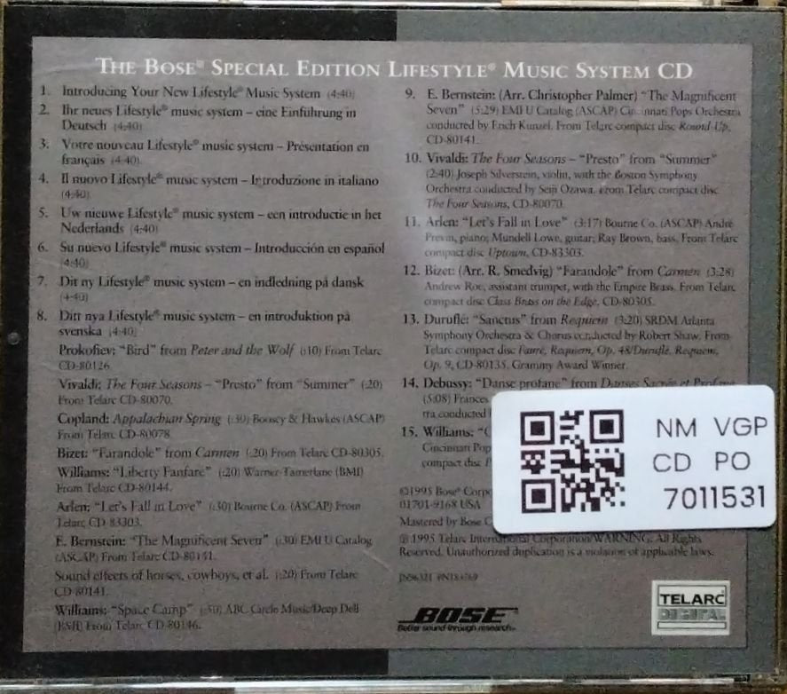 Various - The Bose Special Edition Lifestyle Music System CD (CD)