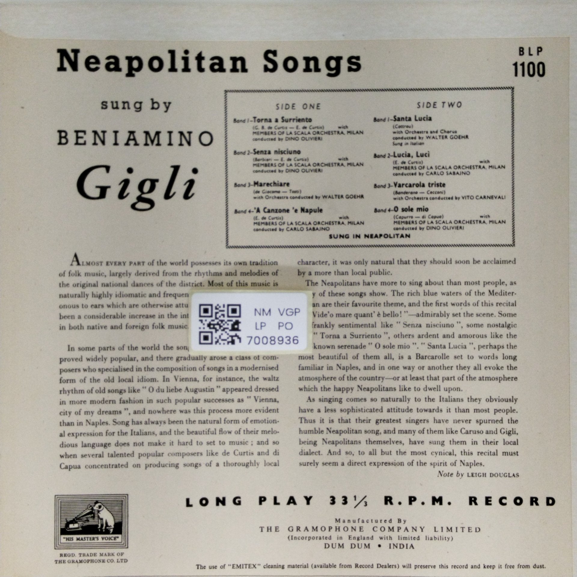 Beniamino Gigli - Neapolitan Songs (Vinyl)