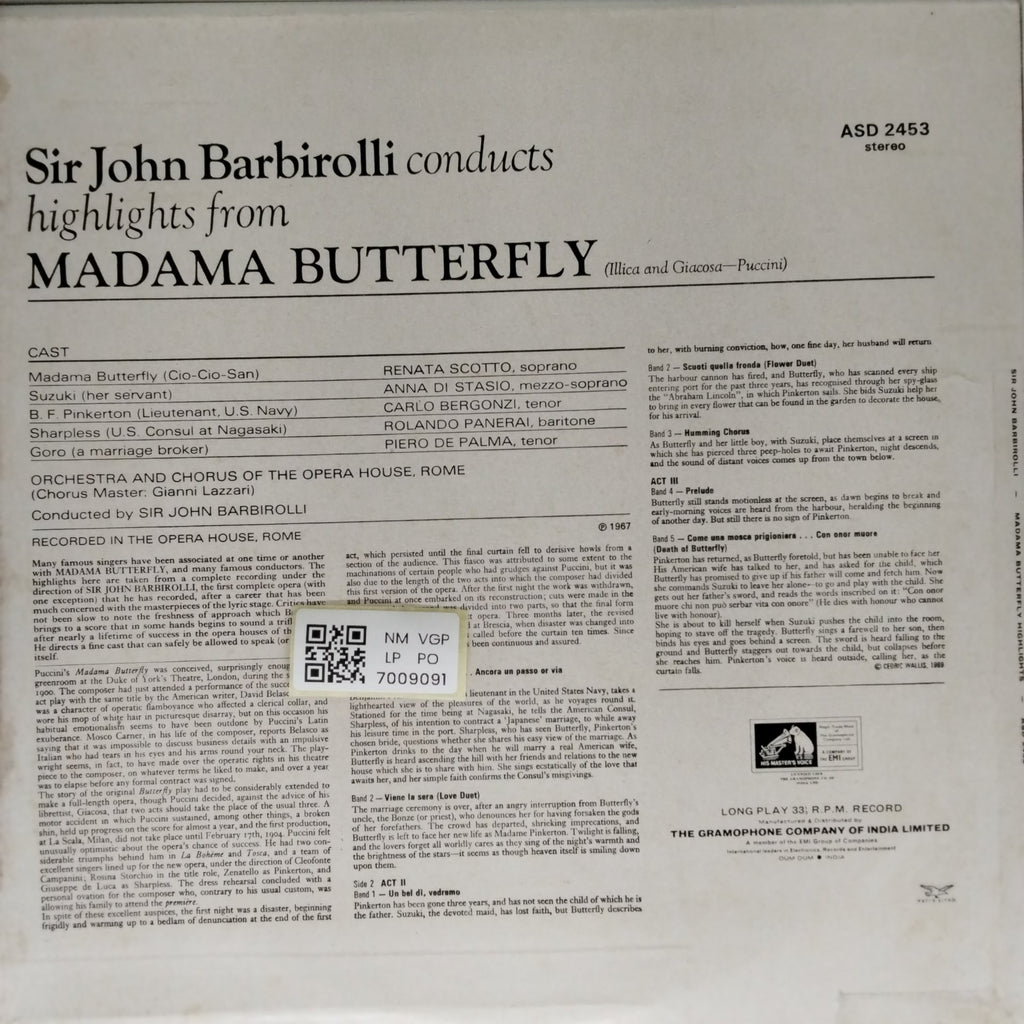 Sir John Barbirolli - Madama Butterfly Highlights (Vinyl)