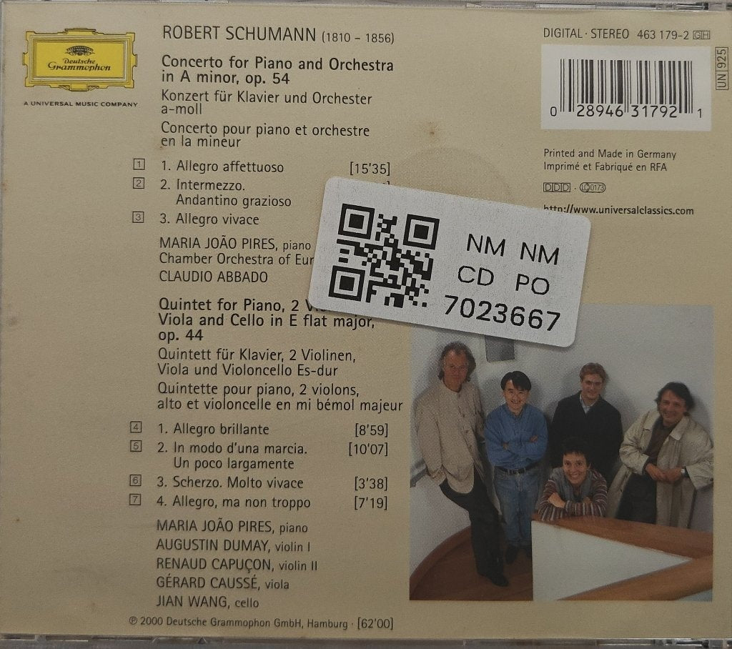 Robert Schumann, Maria João Pires, Chamber Orchestra of Europe, Claudio Abbado - Piano Concerto, Piano Quintet (CD)