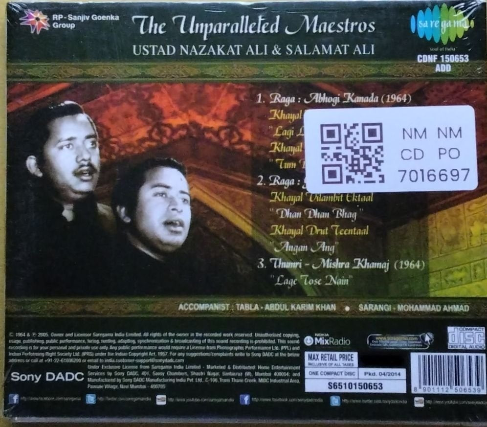 Ustad Nazakat Ali, Ustad Salamat Ali - The Unparalleled Maestros (CD)