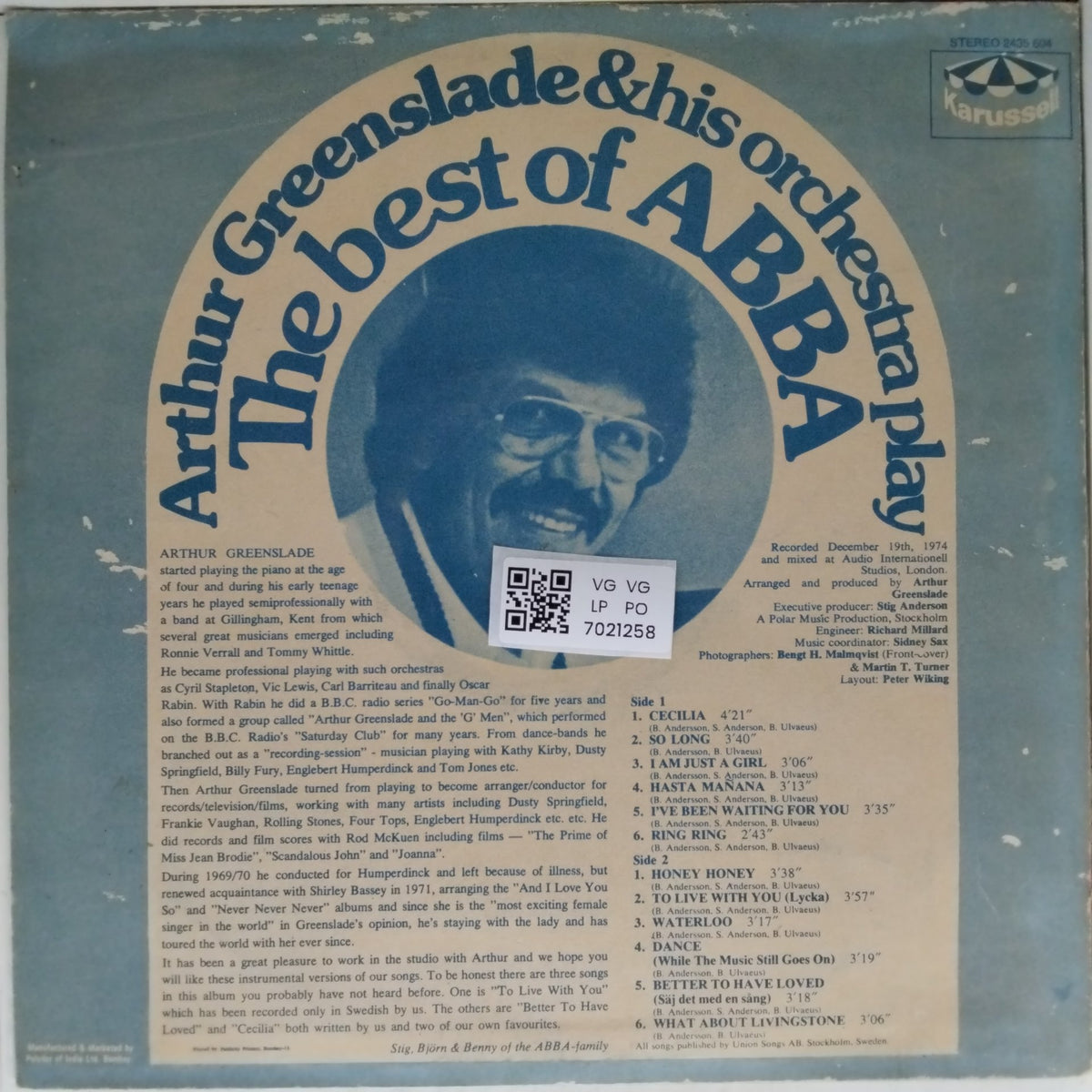Arthur Greenslade & His Orchestra - The Best of ABBA: Instrumental Versions (Vinyl)