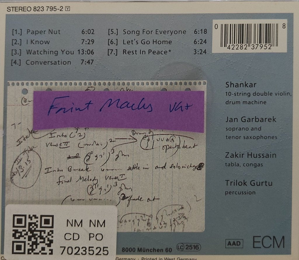 Shankar, Jan Garbarek, Zakir Hussain, Trilok Gurtu - Song for Everyone (CD)