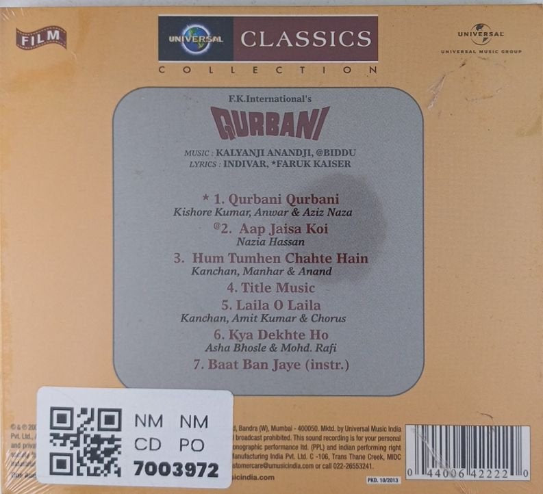 Kalyanji Anandji, Biddu - Qurbani (CD)