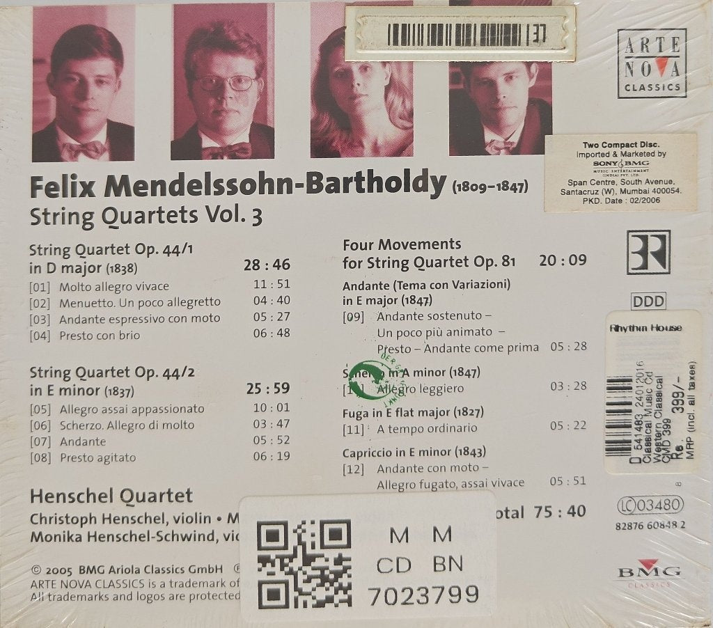 Felix Mendelssohn-Bartholdy, Henschel Quartet - String Quartets Op. 44/1-2 & Op. 81 (CD)