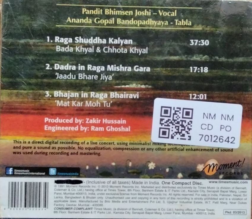 Pandit Bhimsen Joshi - Vocal (CD)