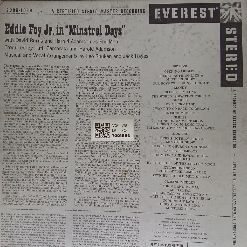 Eddie Foy Jr. - Minstrel Days (Vinyl)