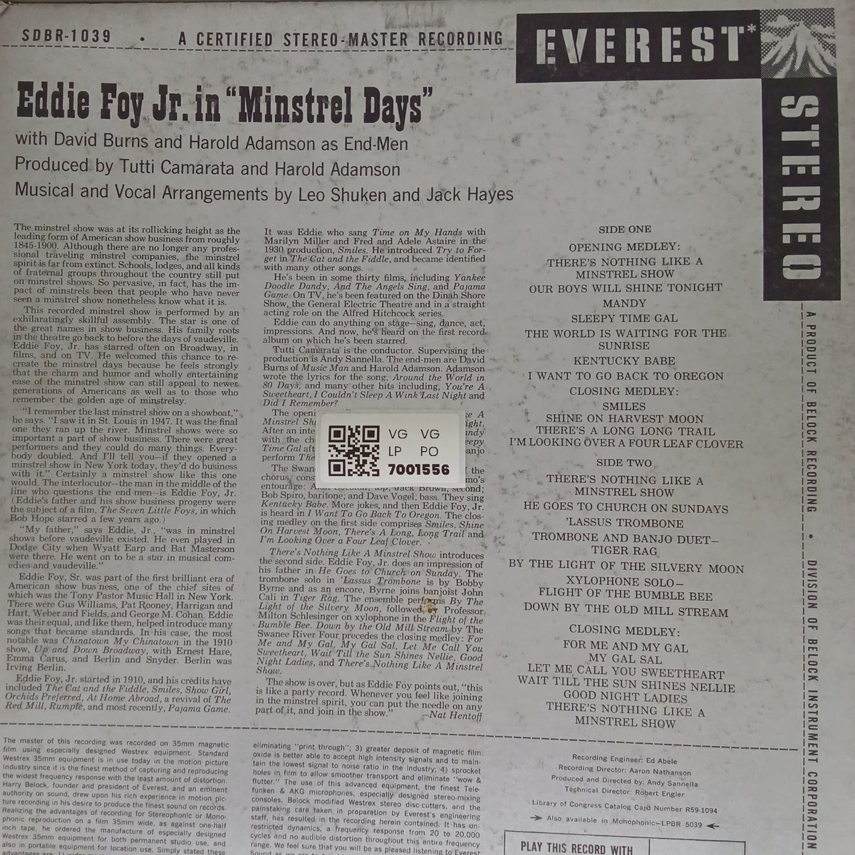 Eddie Foy Jr. - Minstrel Days (Vinyl)