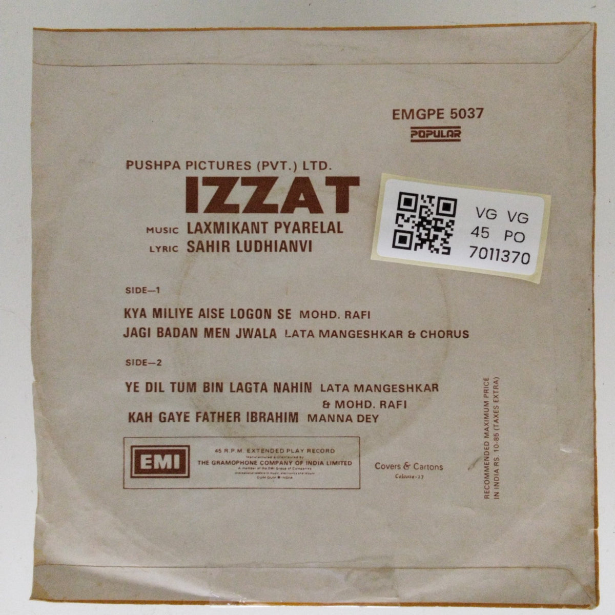 Laxmikant Pyarelal - Izzat (45-RPM)