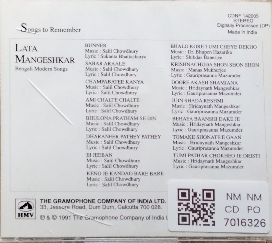 Lata Mangeshkar - Bengali Modern Songs (CD)