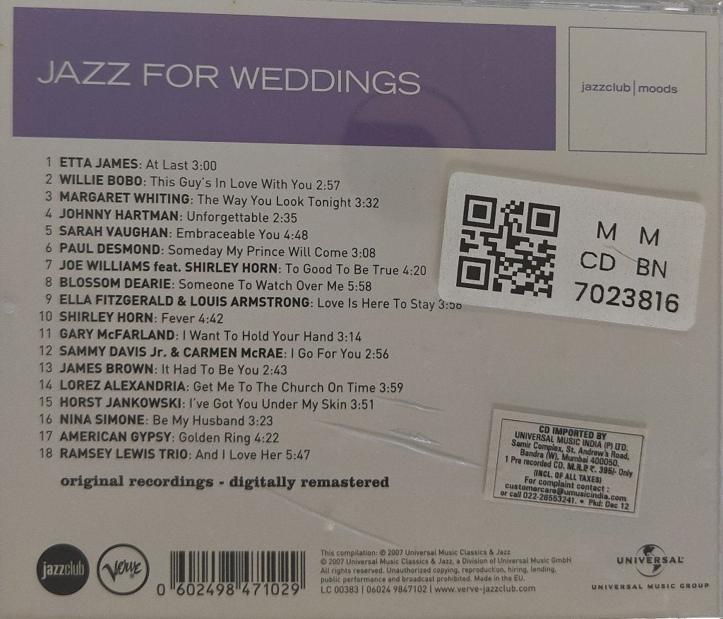 Various - Jazz for Weddings (CD)