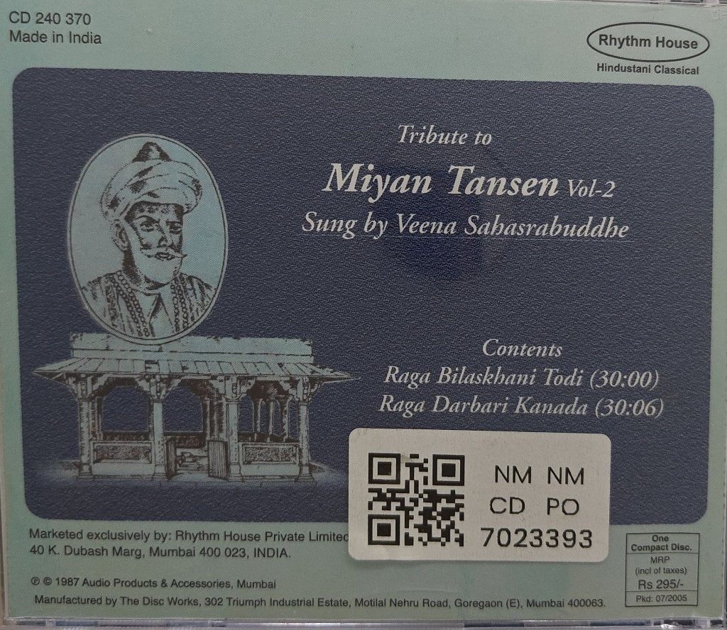 Veena Sahasrabuddhe - Tribute to Miyan Tansen Vol-2 (CD)