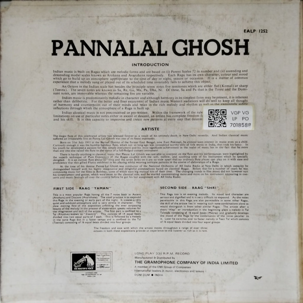 Pannalal Ghosh - Raag Yaman, Raag Shri (Vinyl)