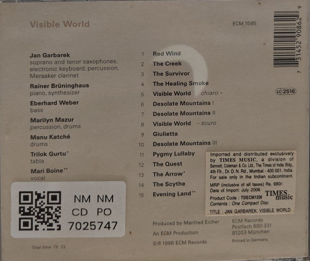 Jan Garbarek - Visible World (CD)