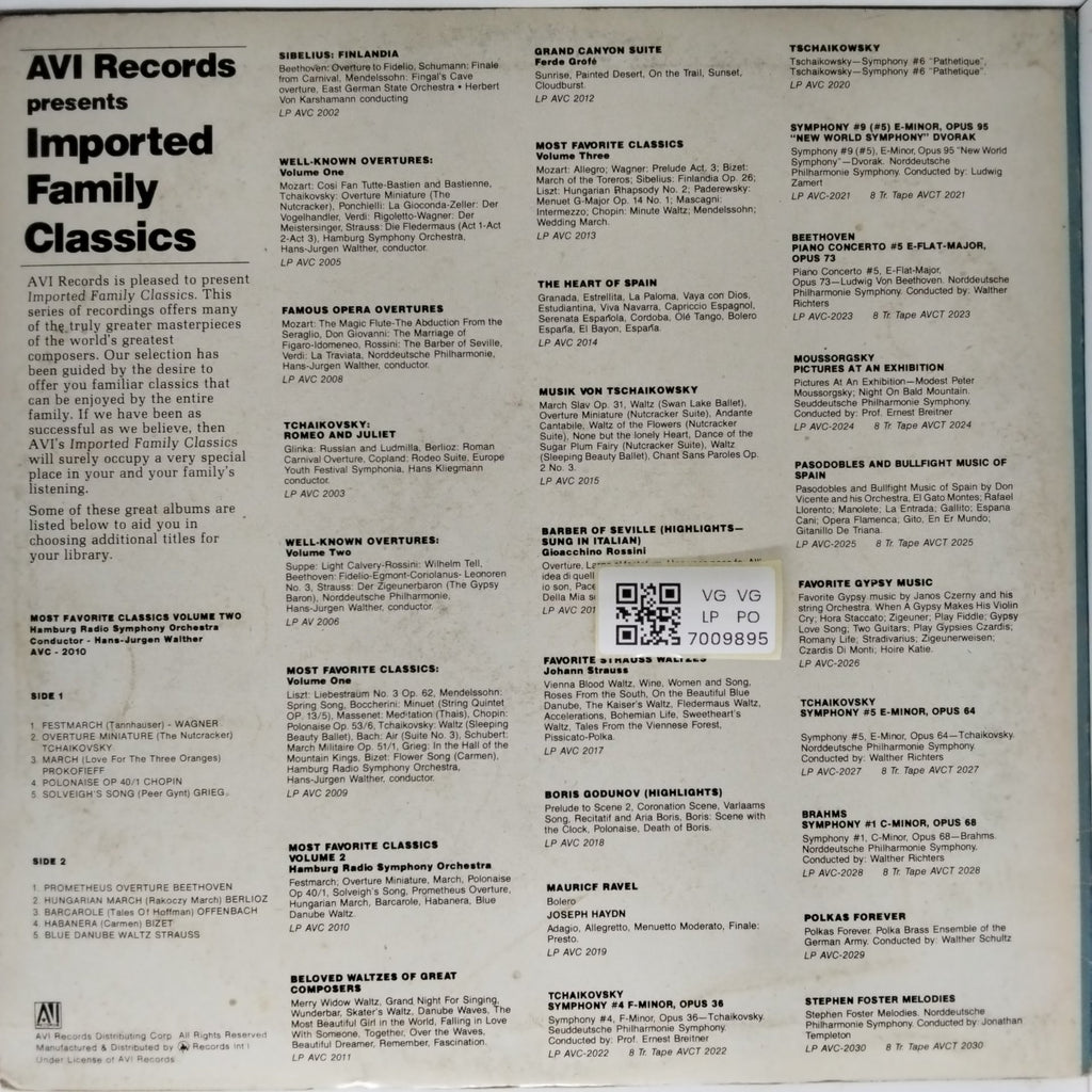 Hamburg Radio Symphony Orchestra, Hans-Jurgen Walther - Most Favorite Classics: Volume Two (Vinyl)