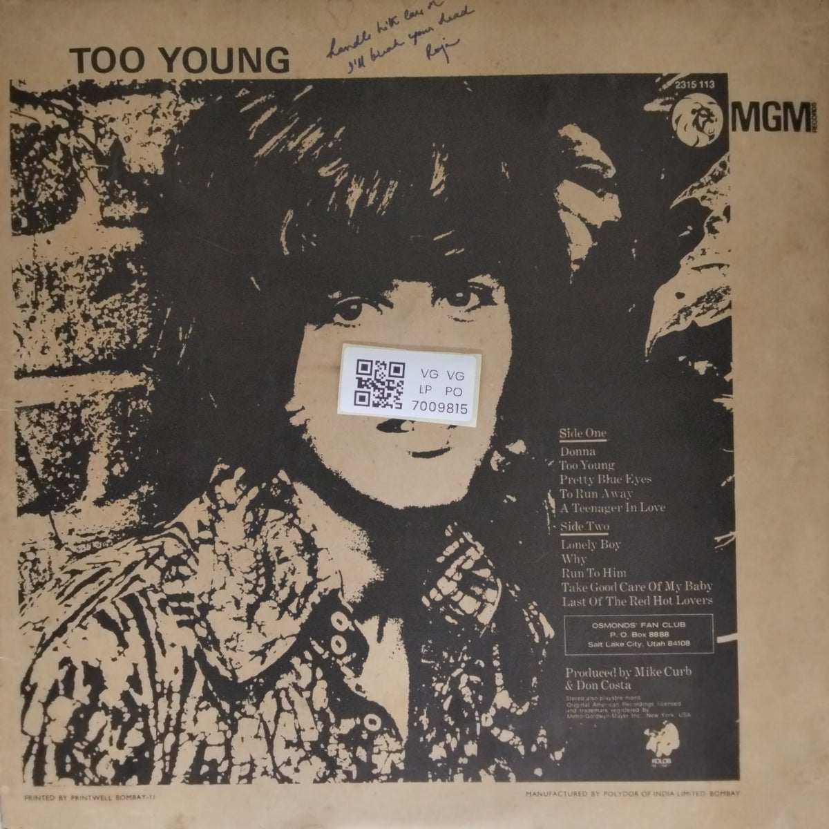 Donny Osmond - Too Young (Vinyl)