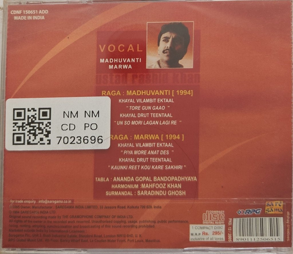 Ustad Rashid Khan - Madhuvanti Marwa (CD)
