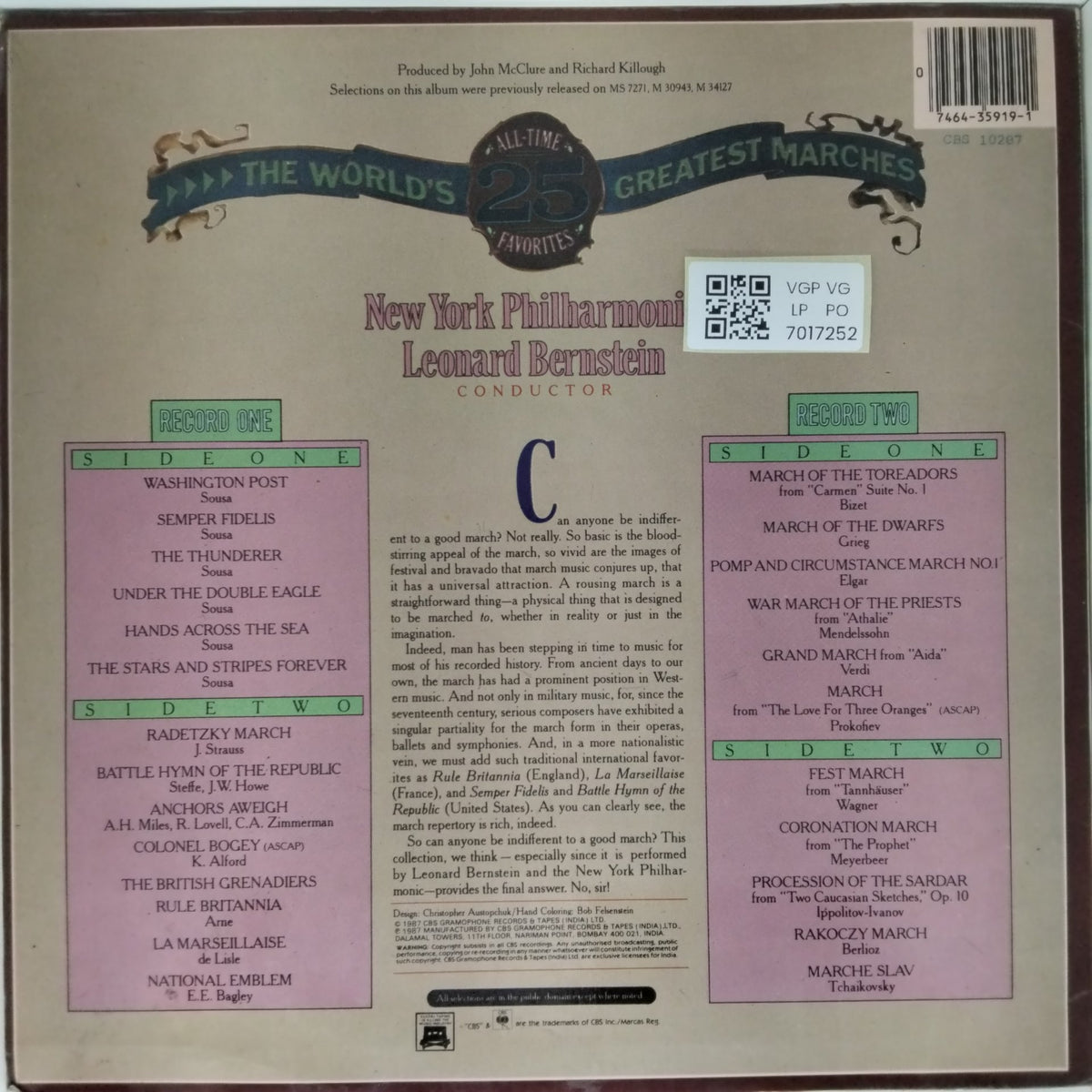 Leonard Bernstein, New York Philharmonic - The World's Greatest Marches (Vinyl) (2)