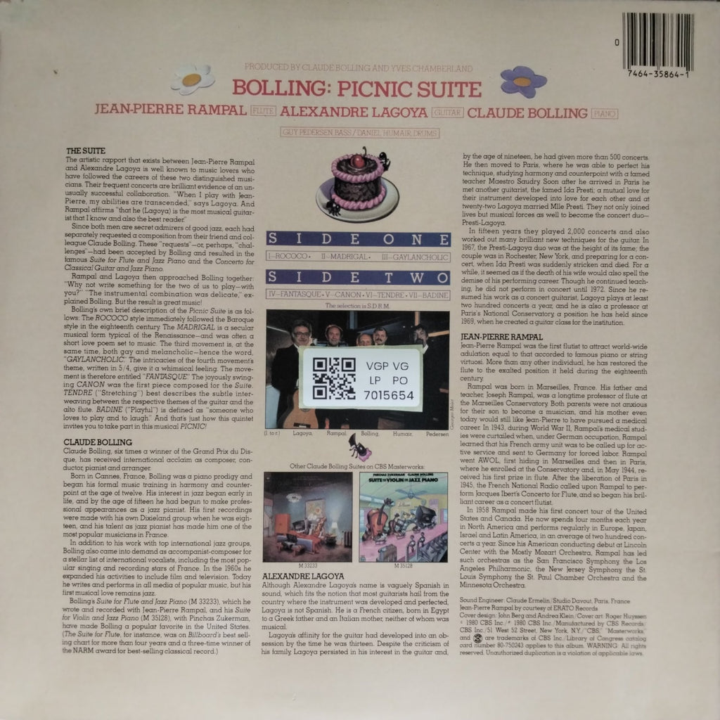 Jean-Pierre Rampal, Alexandre Lagoya, Claude Bolling - Picnic Suite (Vinyl)