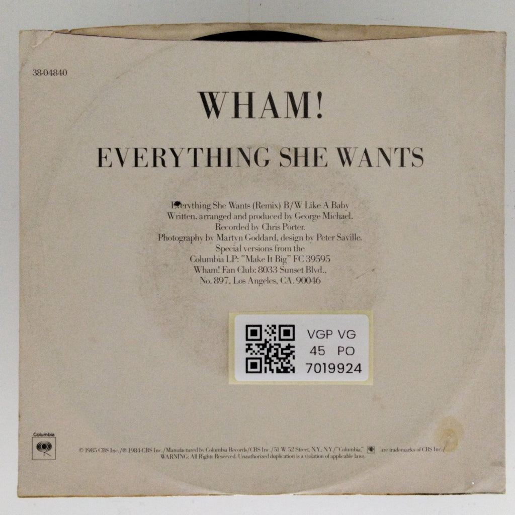 Wham! - Everything She Wants (45-RPM)