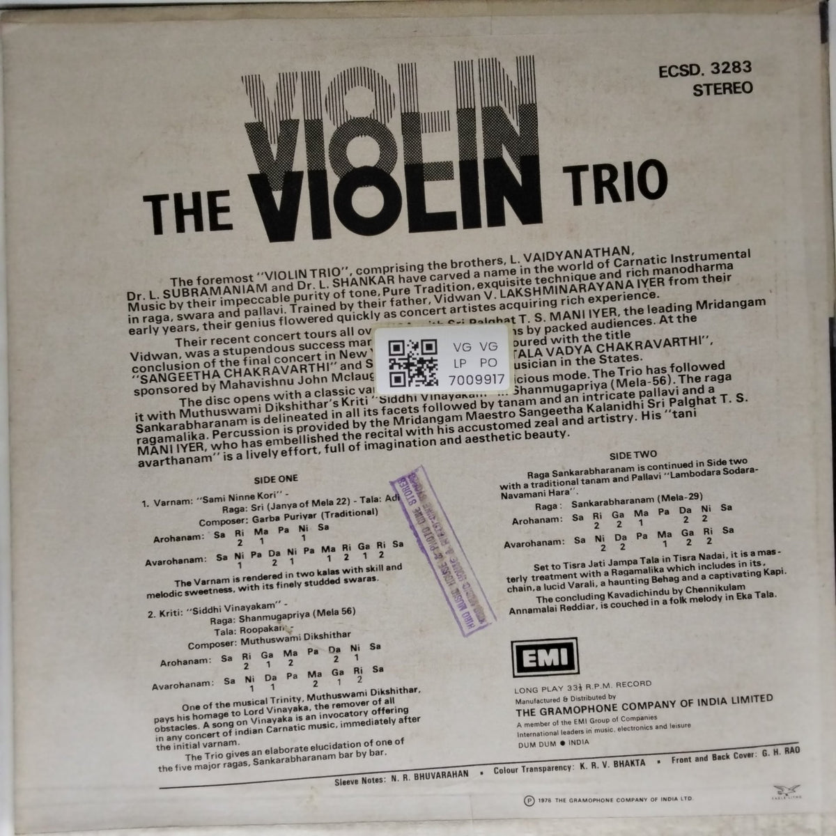 L Vaidyanathan, L Subramaniam, L Shankar - The Violin Trio (Vinyl)