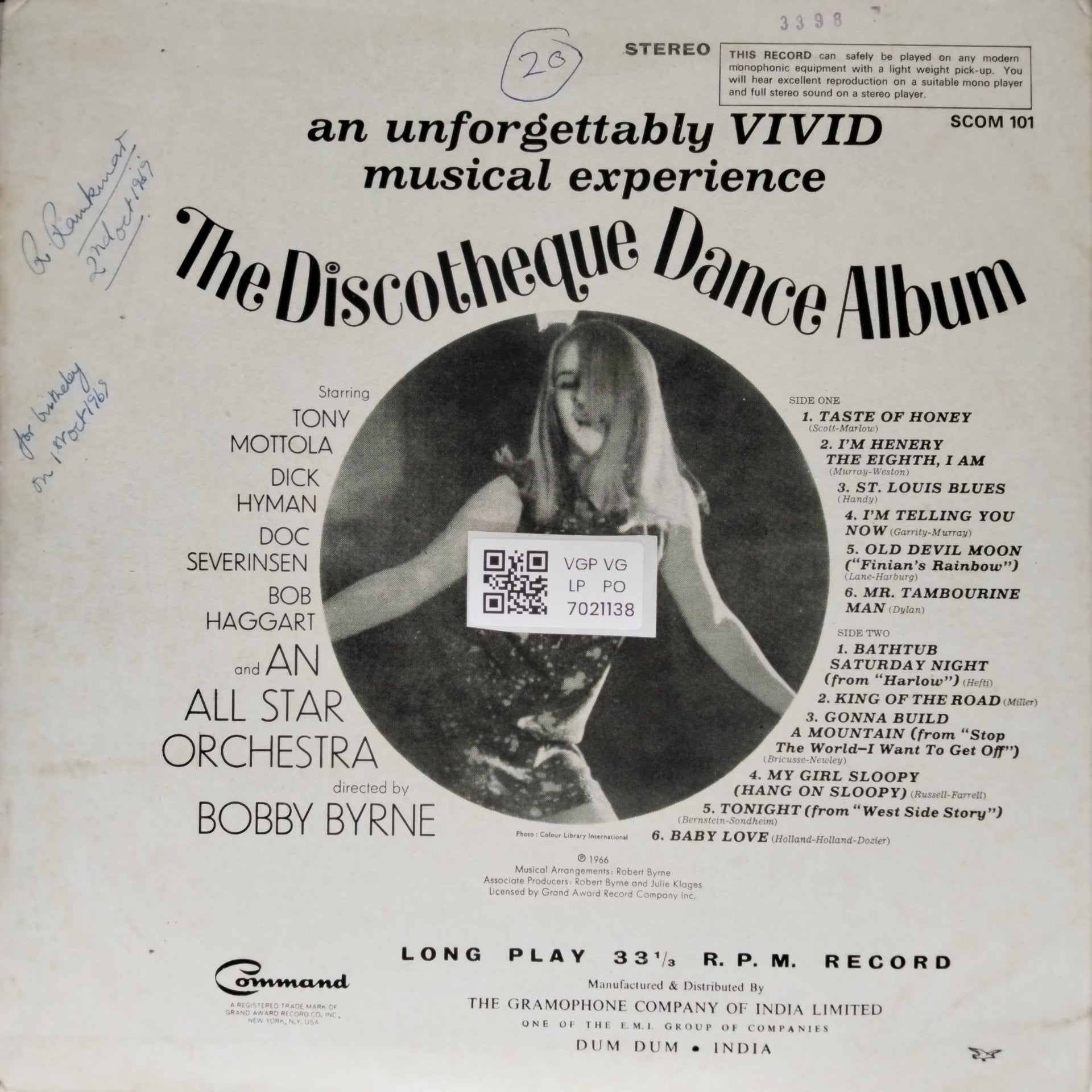 Bobby Byrne, An All Star Orchestra - The Discotheque Dance Album (Vinyl)