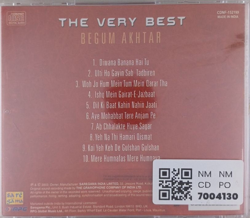 Begum Akhtar - The Very Best: 10 Greatest Ghazals (CD)