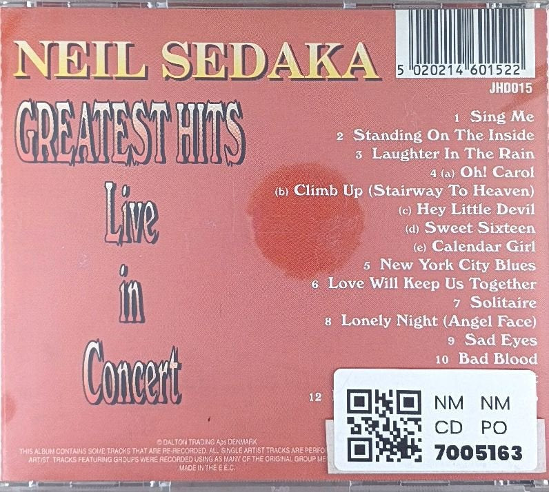 Neil Sedaka - Greatest Hits Live in Concert (CD)