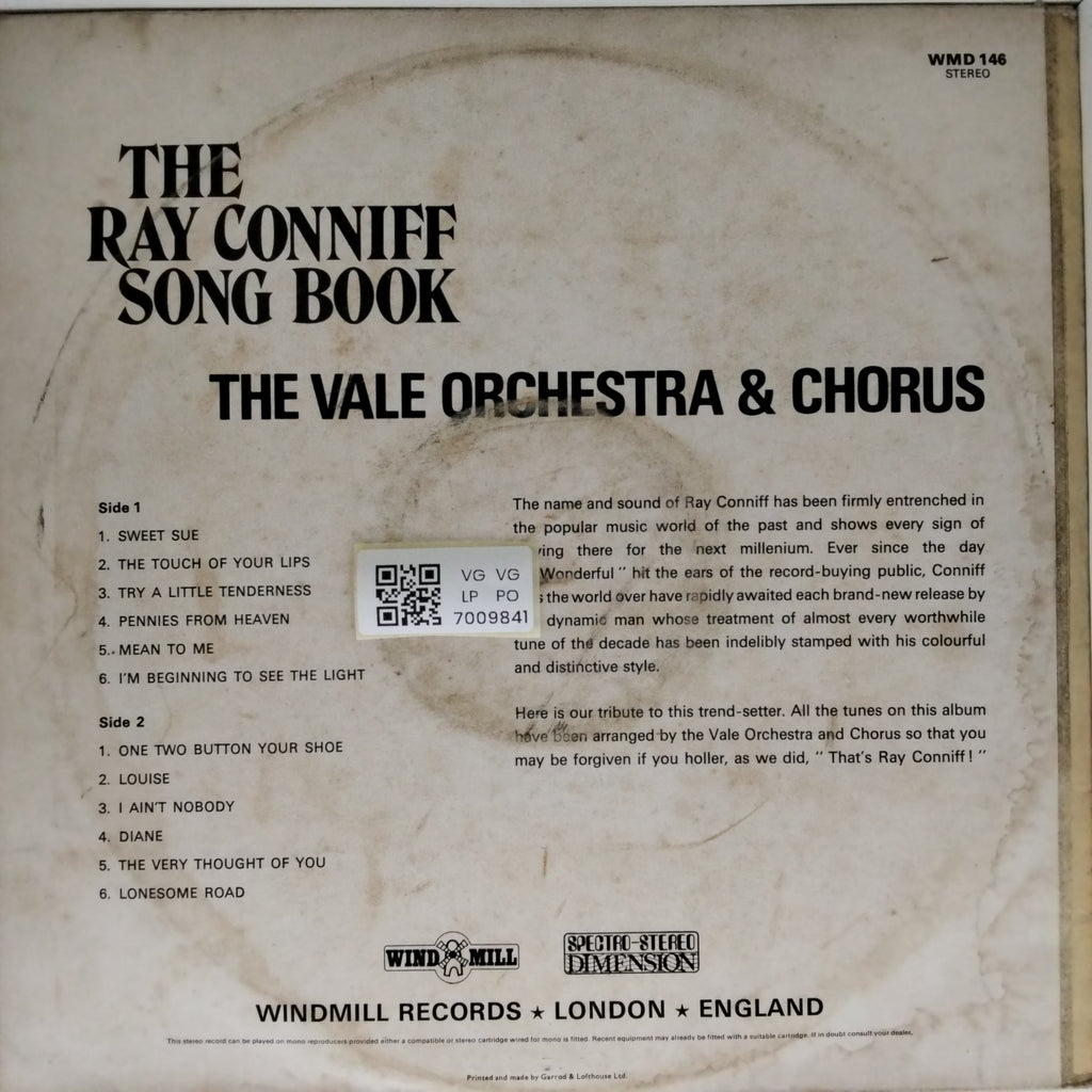 The Vale Orchestra & Chorus - The Ray Conniff Song Book (Vinyl)