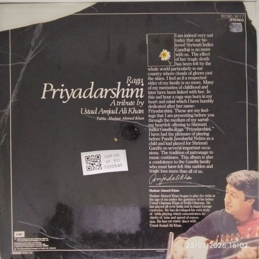 Ustad Amjad Ali Khan - Raga Priyadarshini (Vinyl)