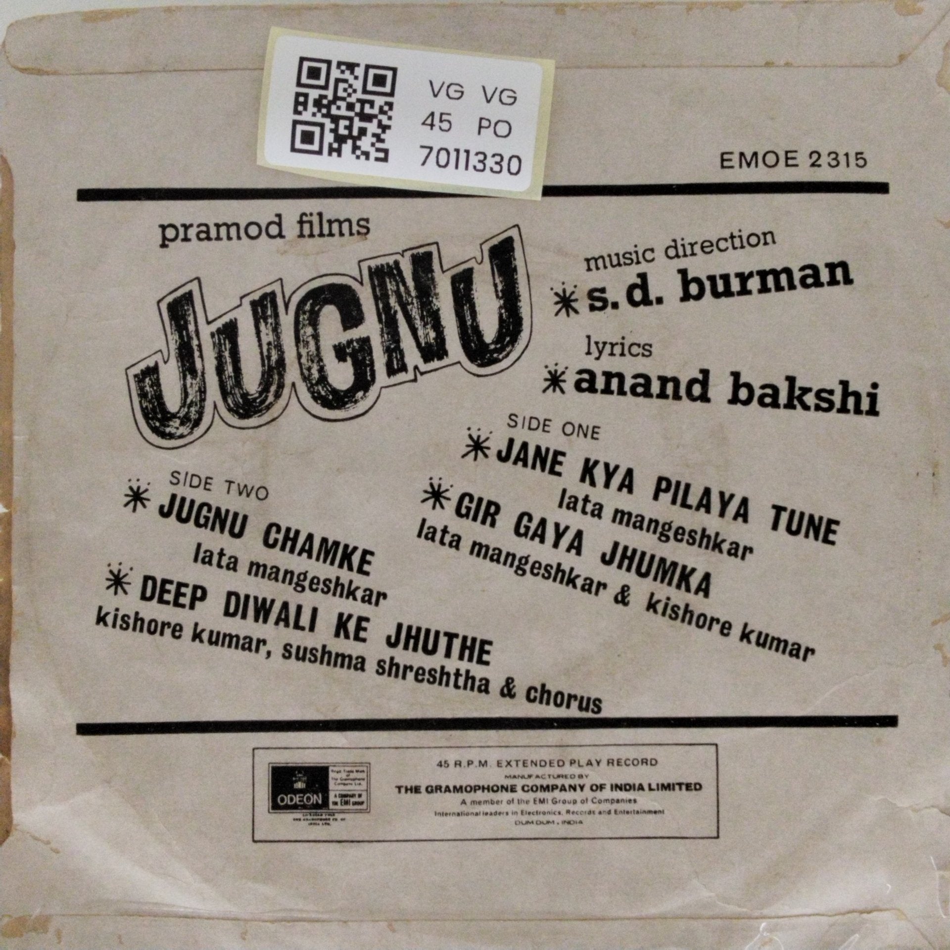 S.D. Burman - Jugnu (45-RPM)