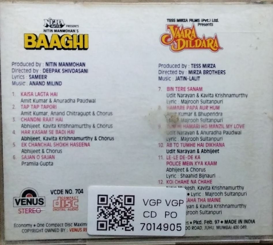 Anand Milind, Jatin-Lalit - Baaghi / Yaara Dildara (CD)