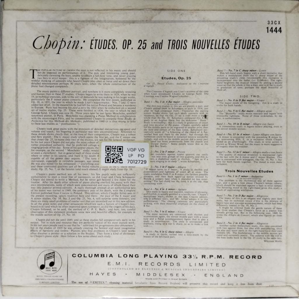 Claudio Arrau - Chopin: Études, Opus 25 and Trois Nouvelles Études (Vinyl)