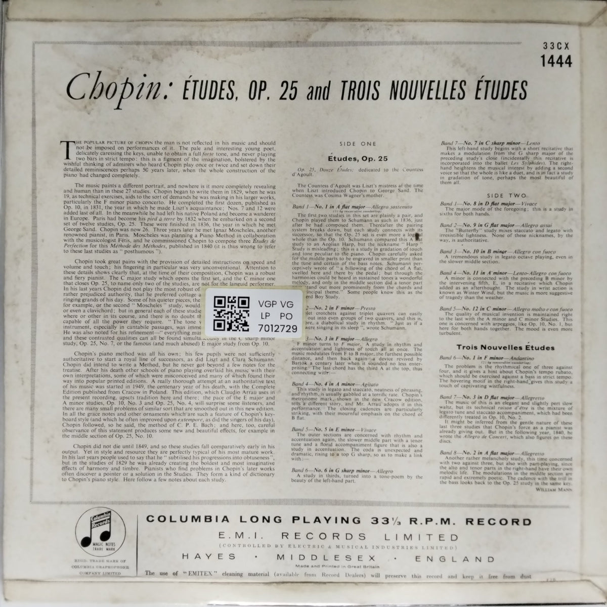 Claudio Arrau - Chopin: Études, Opus 25 and Trois Nouvelles Études (Vinyl)