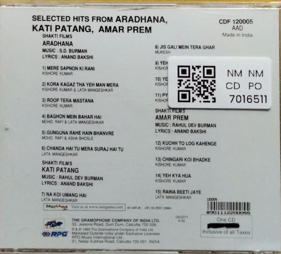 S.D. Burman, Rahul Dev Burman - Selected Hits from Aradhana, Kati Patang, Amar Prem (CD)