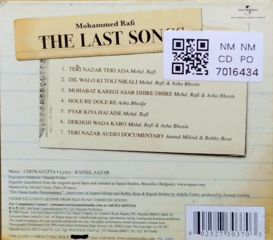 Mohammed Rafi - The Last Songs (CD)