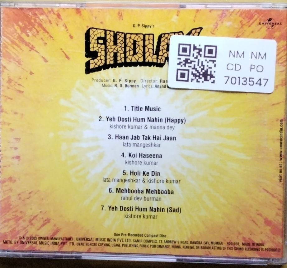 R. D. Burman - Sholay (CD)