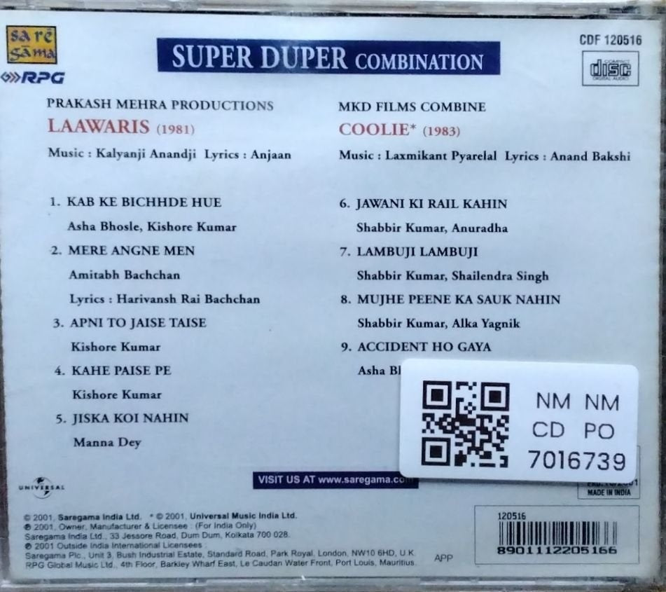 Kalyanji Anandji, Laxmikant Pyarelal - Laawaris/Coolie: Super Duper Combination (CD)