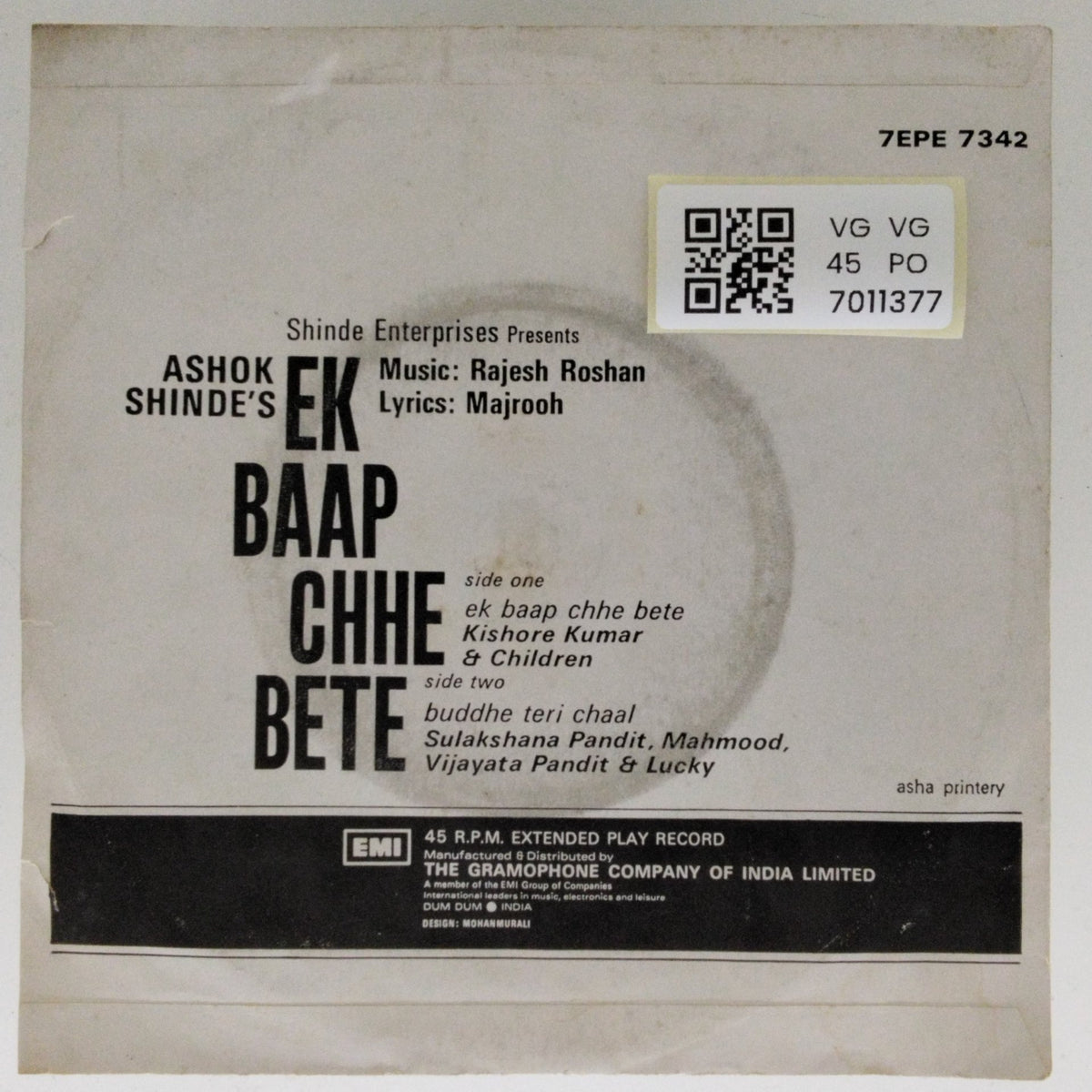 Rajesh Roshan - Ek Baap Chhe Bete (45-RPM)