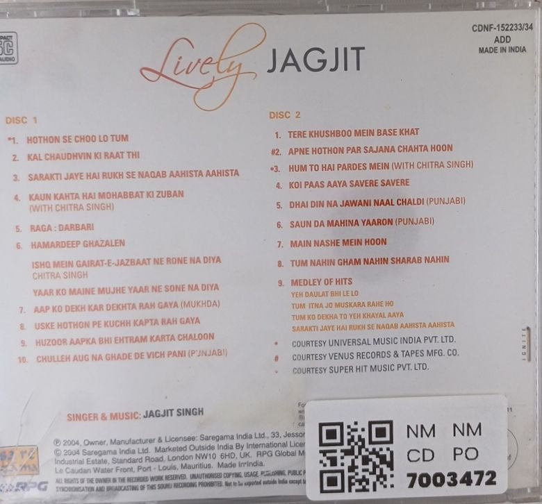 Jagjit Singh - Lively Jagjit Vol. 1 & 2 (CD)