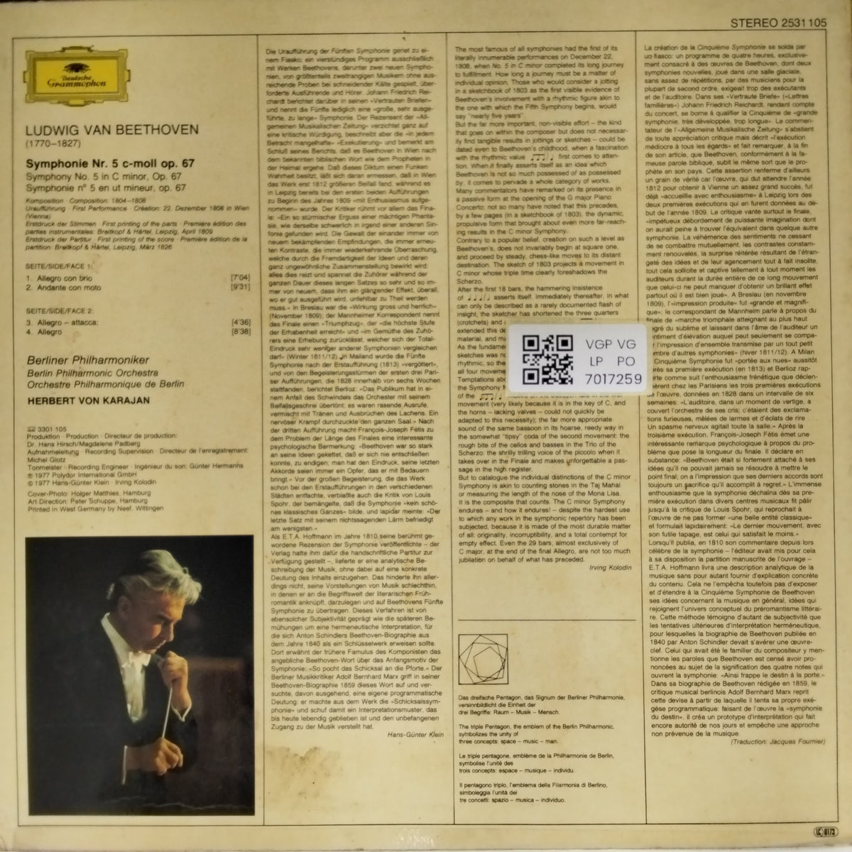 Berliner Philharmoniker, Herbert von Karajan - Beethoven: Symphonie Nr. 5 (Vinyl)