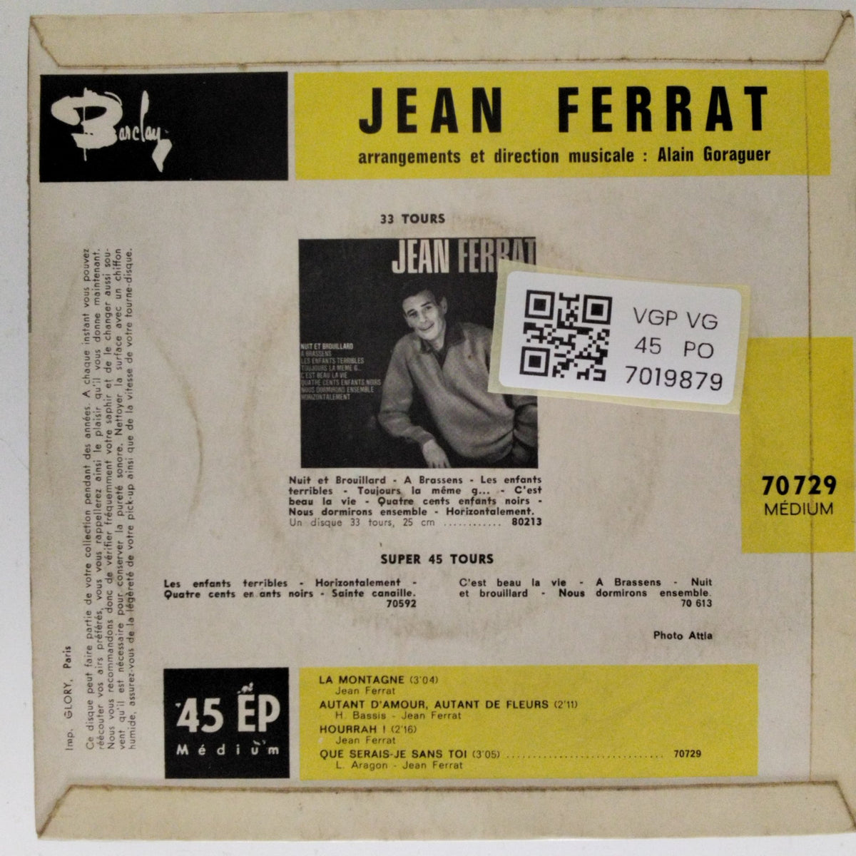 Jean Ferrat - La Montagne (45-RPM)